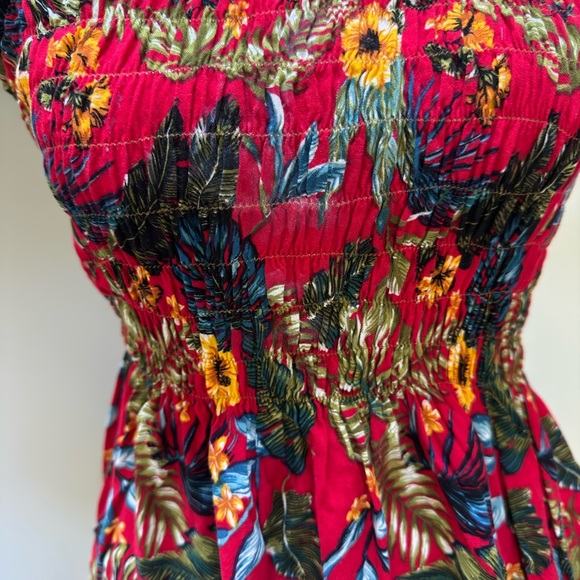 Tropical print tube top, knee length dress, size 8-10 - Picture 2 of 5